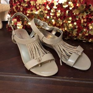 Bandolino Fringe Wedge Sandals